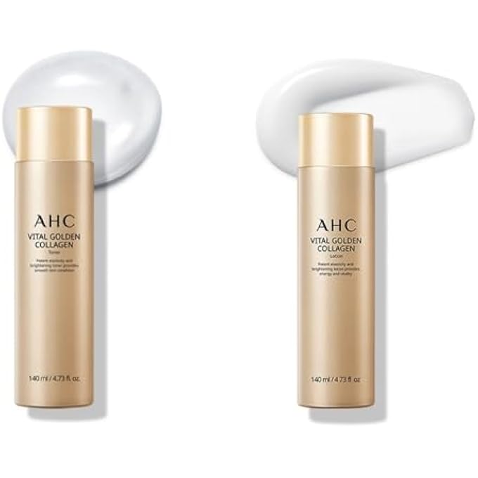 AHC VITAL GOLDEN COLLAGEN SKIN CARE SET - 5-PIECE TRAVEL SKINCARE KIT FOR RADIANT SKIN - INCLUDES TONER, LOTION, AMPOULE, CREAM, EYE CREAM - DEEP HYDRATION & SYNERGY EFFECT - IDEAL GIFT SET FOR WOMEN - Image 3